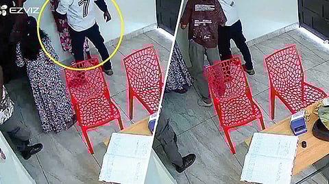 ஆயுர்வேத மசாஜ் மையத்தில் தாதா கும்பல் தாக்குதல் நடத்திய காட்சி.