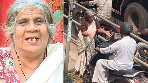 நடைபாதையில் ஸ்கூட்டர் ஓட்டிய நபருக்கு வழிவிடாத கேரள மூதாட்டிக்கு பாராட்டு