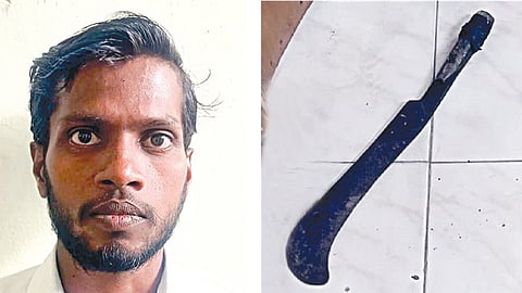 கைது செய்யப்பட்ட பாலமுருகன்.| நீதிமன்றத்துக்குள் வீசப்பட்ட அரிவாள்.