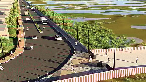 அழகுபடுத்தப்பட உள்ள வைகை ஆற்றின் மாதிரி தோற்றம்.