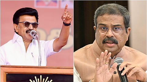 இடது: முதல்வர் ஸ்டாலின் | வலது: மத்திய கல்வி அமைச்சர் தர்மேந்திர பிரதான்