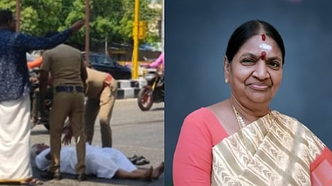 வாக்காளர்களுக்கு திமுகவினர் டோக்கன்: அதிமுக வேட்பாளர் வளர்மதியின் கணவர் சாலையில் படுத்து தர்ணா