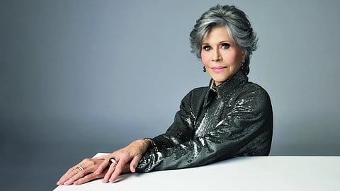 Jane Fonda was photographed Jan. 11 at Quixote Studios in West Hollywood. Styling by Cristina Ehrlich. Wolk Morais dress, Pomellato jewelry