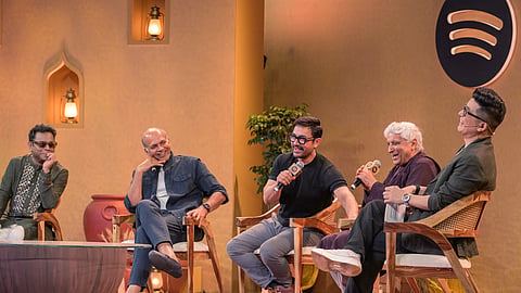 A.R Rahman, Ashutosh Gowariker, Aamir Khan and Javed Akhtar at live recording of ‘Behind the Beats’