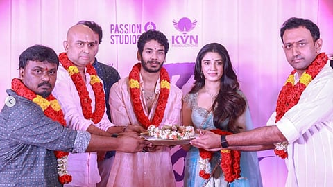A still from the pooja ceremony for 'Lover Boy'
