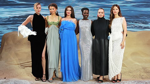 The female leads of 'The Odyssey' at the film's London premiere