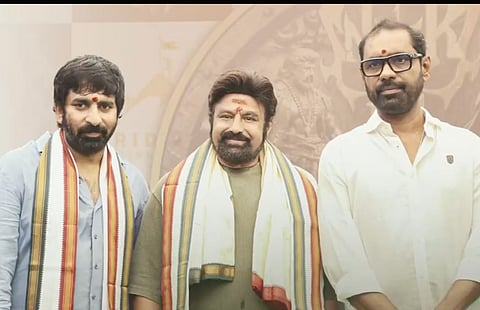 A still from the pooja ceremony of 'NBK111'
