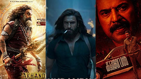 Stills from 'Akhanda 2,' 'Dhurandhar' and 'Kalamkaval'