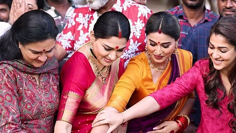 Pictures from the 'Mookuthi Amman 2' wrap