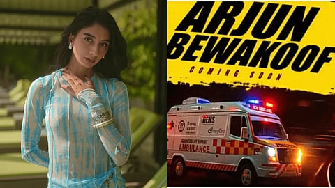 Dolly Singh and a poster of 'Arjun Bewakoof'