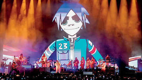 Gorillaz during their performance at the Pulse of Gaia Festival in Madrid, Spain.