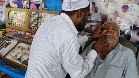 A roadside dentist at work