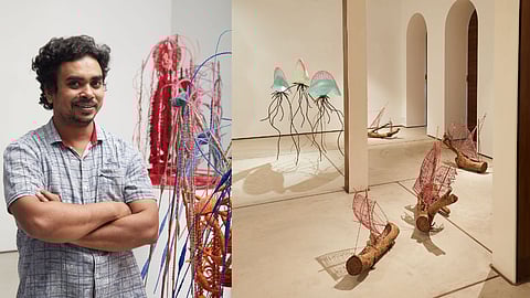 Parag Tandel, is showcasing a series of fantastical sculptures that archives the cultural legacy of the Koli people, who created a thriving relationship between themselves and the vibrant coastal ecosystems of Mumbai.