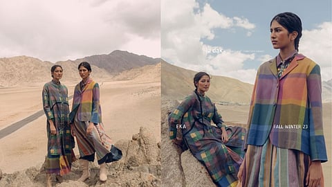 Chequered wool jackets in bright colours remind you of Tibetan prayer flags.