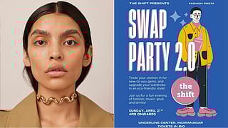 L: Jewellery available on Tanzire R: A poster for the Shift's Swap Party 2.0 in Bengaluru