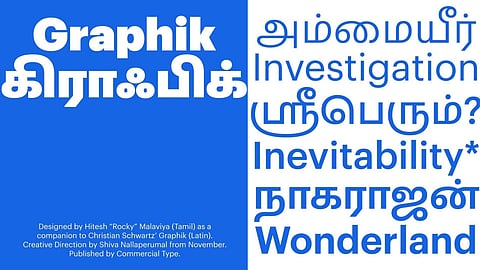 The Graphik Tamil typeface designed by Hitesh Malaviya.