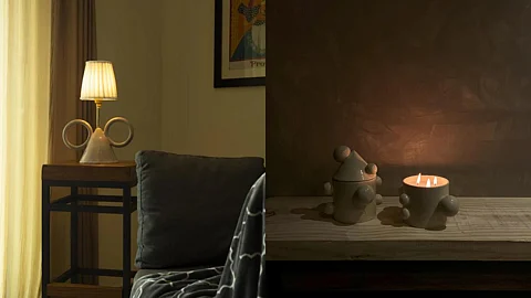 The I Can't Handle It Ceramic Lamp and Palais De Bulle Candle From Delhi Based Ceramic Brand A Bitter Feeling Studio by Sanna Qazi