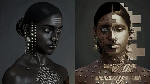 Stills from Sam Madhu's new digital art series, Reincarnations:: Ghosts of a South Asian Past