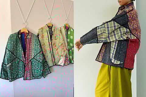 Stills of some of the jackets in the Namai Studio Kantha collection.