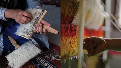 In 2022, as part of this ongoing collaboration, Looms of Ladakh and Eka Design Studio came together and launched three capsule collections of textile products made with the wool of Changthangi sheep