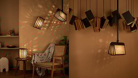 Book inspired cane made lights called reeding lights from design studio MuseMART