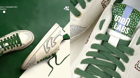 Imags of Gully Labs Naadu Sneakers inspired by the vibrant culture of Kerala and Malayali people