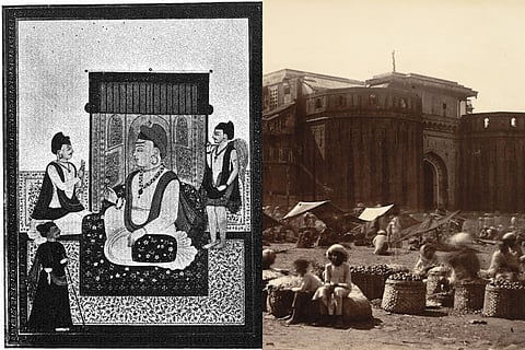 L:  Narayanrao Peshwa, youngest son of Balaji Bajirao alias Nanasaheb Peshwa, and successor to Madhavrao Peshwa I. R: An archive photo of Shaniwar Wada