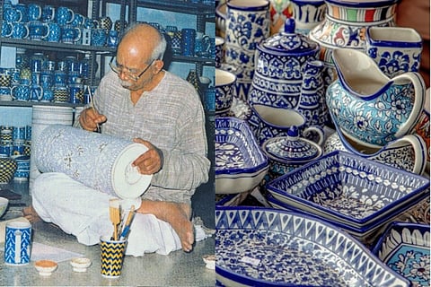Representational images of Jaipur's blue pottery.