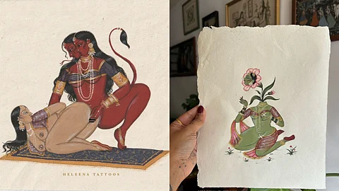 Images of South Asian Erotica by British Artist Heleena Theodore or Heleena Tattoos