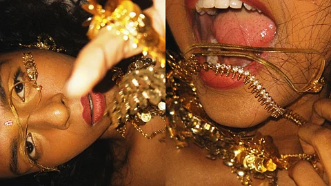 Images of stylist Kanmani also know as The Bindi Bitch wearing gold jewellery and styling it