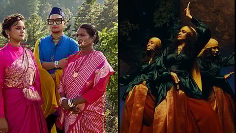 Images from Teele Dharo Music Video by Vasundhra Raj Luxury Jewellery Featuring Digvijay Singh Pariyar, Kamla Devi, and Shiwani Bhagwat