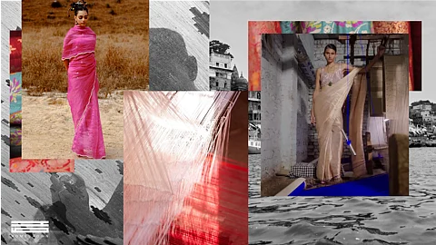 Images from Ekaya Banaras's iconic collections and one from their latest collaboration with label 431-88