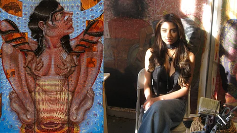 Paree Rohera poses with her art.