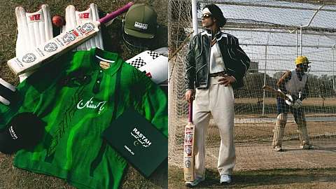 Images of Rastah's limited edition cricket club streetwear designs inspired by Pakistan's history with cricket