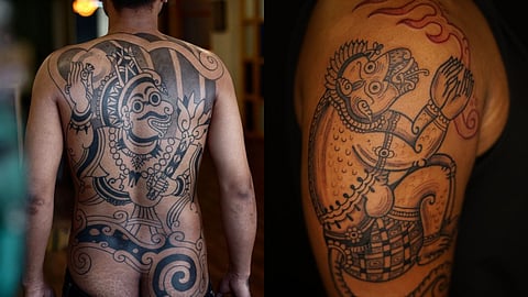 Originally from Bengre, a small fishing island near Mangalore, Karthik grew up watching the ornamental patterns and embellishments on the village temples and the painted body art on performers during festive celebrations in the community.