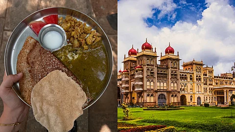 Image of dosa breakfast and mysore palace for homegrown mysore guide
