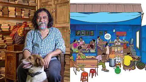 Mapusa Mogi is an ongoing public art project painted across a 100-metre-long, 8-metre-high wall in the parking lot of Saint Jerome’s Church.