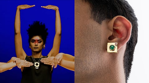 Images from the earth is square campaign film and collection images for homegrown brand Maison Megh featuring their silver and silver with coated modern demi-fine fashion jewellery from Delhi made in Jaipur