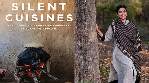 A cover and promotional image for Sheetal Bhatt's 'Silent Cuisines: The Unsung & Disappearing Foodways of Gujarat’s Adivasis'.