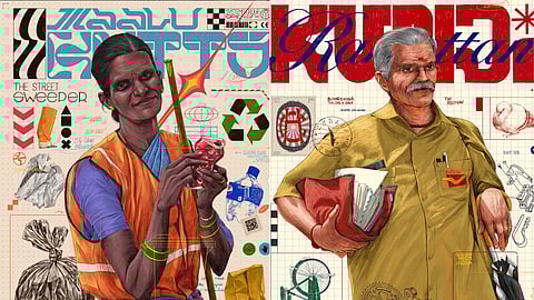 Sajid’s portraits blend realism with imagination, showing ordinary workers not as symbols of pity or struggle, but as skilled professionals whose labour holds society together.