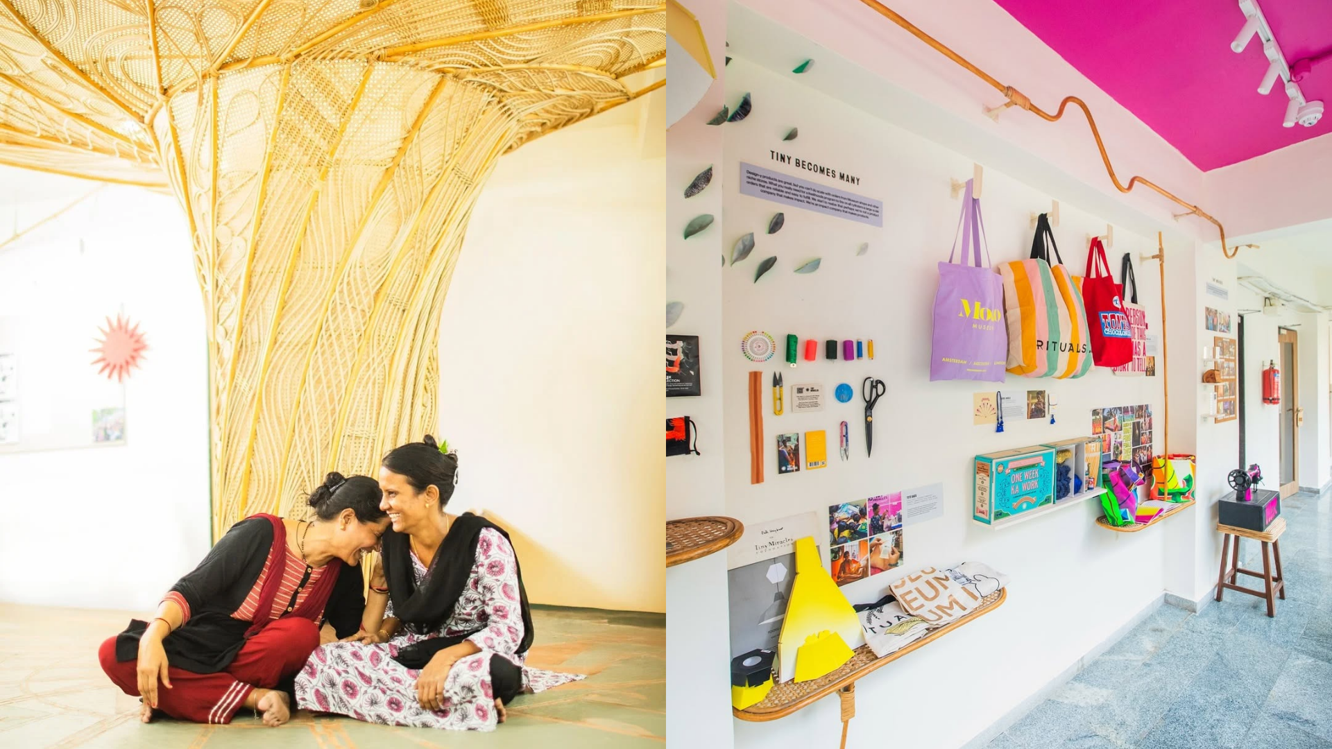 Reimagining the logic of a factory, the space replaces assembly lines with micro-workshops, counselling zones, and learning areas, empowering women from underserved communities through livelihood and holistic wellbeing.