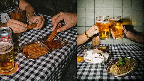 The drinks programme includes tap beers such as a Poha Lager alongside standard brews, while the space, designed by Shweta Kaushik (SKID), seats around 100 and balances old beer hall references with an open, laid-back layout.