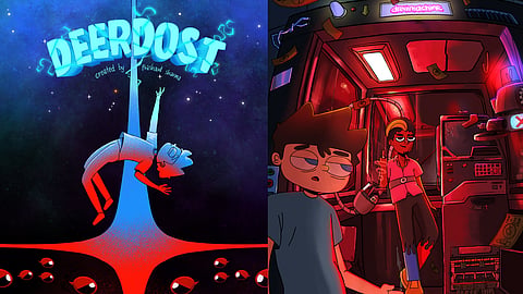 The poster and a still of Deer Dost