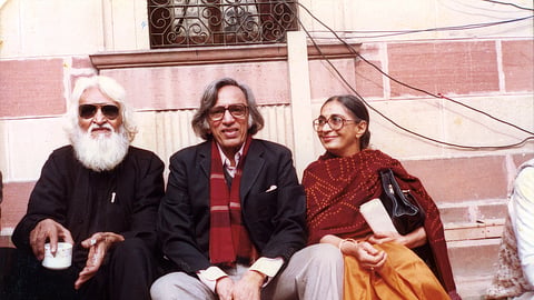 M.F. Husain, Tyeb Mehta and Sakina Mehta, Bombay, c. 1990
