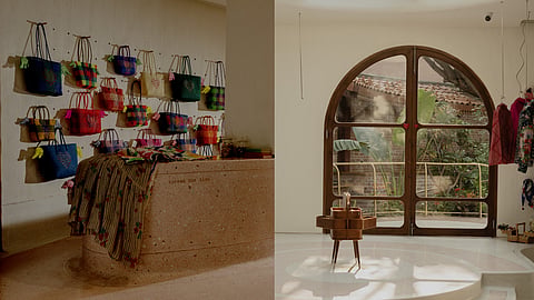 Conceived as an immersive extension of the brand's universe, the space combines handcrafted materials, artisan-made details, and fluid architecture.