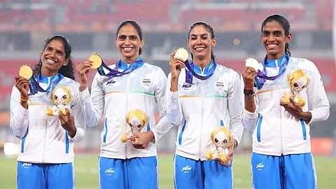India's women's 4x400m relay team clinched the nation's first athletics gold at the 2026 Asian Games, clocking 3:29.69.