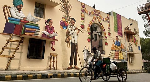 The Simple Life Of Delhi's Lodhi Colony Is Captured In This Beautiful Life Size Mural