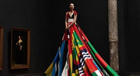 A Trans Model Protests 72 Countries That Ban Homosexuality By Wearing A Gown Made Of Their Flag