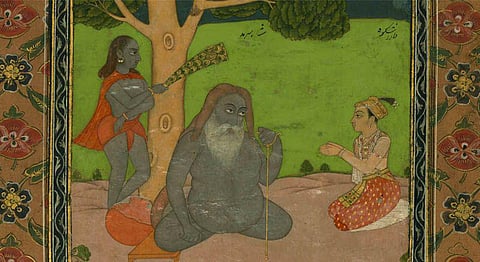 Shah Sarmad and Prince Dara Shikoh depicted in a 17th-century manuscript