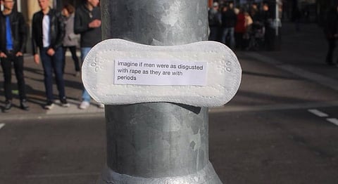 Street Art Activist Uses Menstrual Pads To Fight Sexism